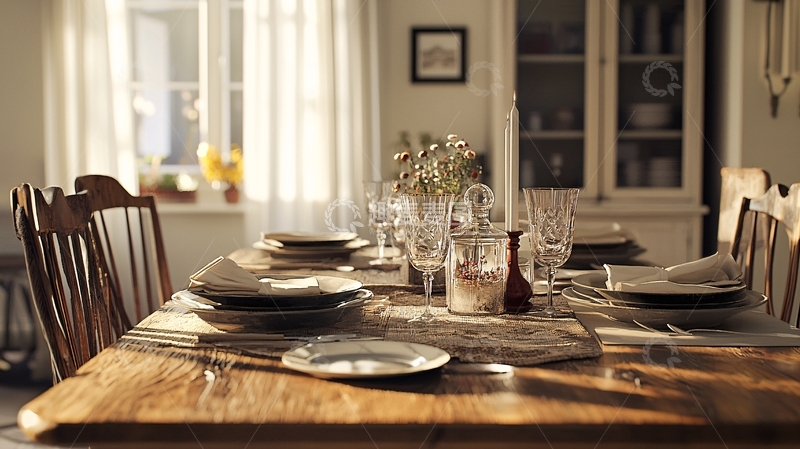 高清大图下载【趣麦麦图】阳光洒在餐桌上的场景