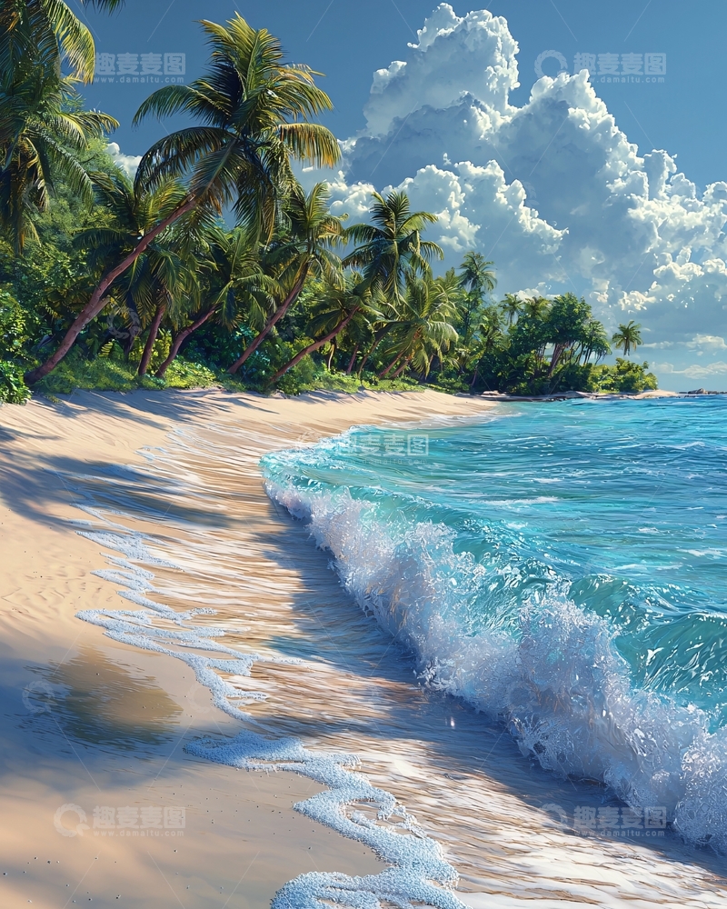 高清大图下载【趣麦麦图】海滩与波浪热带天堂