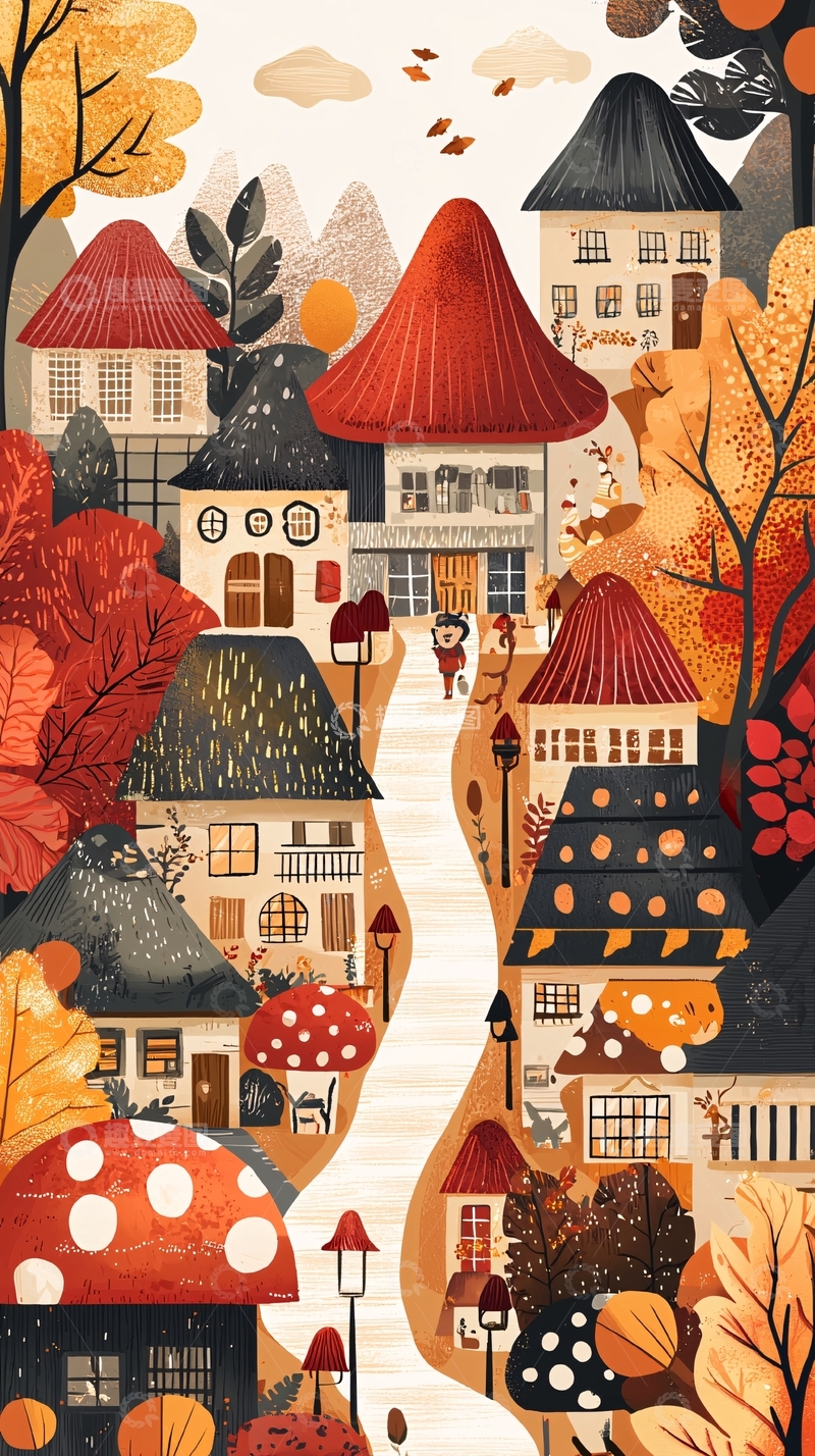 高清大图下载【趣麦麦图】秋日童话小镇