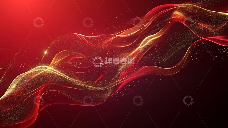 高清大图下载【趣麦麦图】红色金色波浪光效