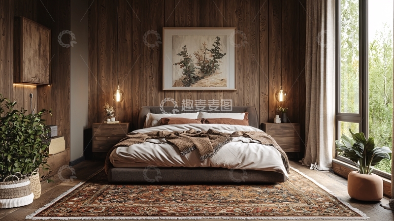 高清大图下载【趣麦麦图】卧室温馨木质风