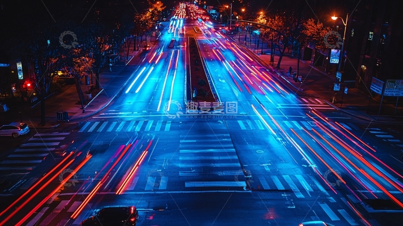 高清大图下载【趣麦麦图】夜间城市车流光轨