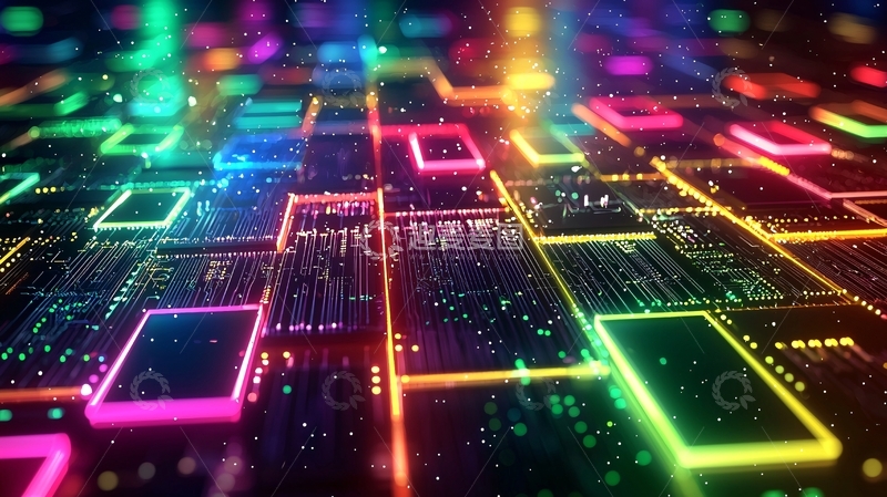 高清大图下载【趣麦麦图】科技感炫彩电路板