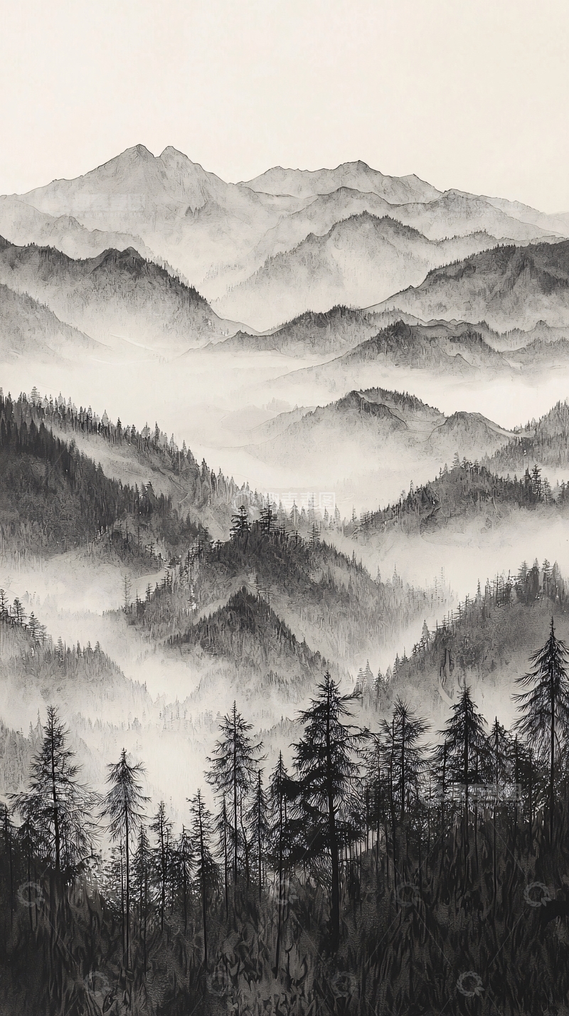 高清大图下载【趣麦麦图】水墨山峦