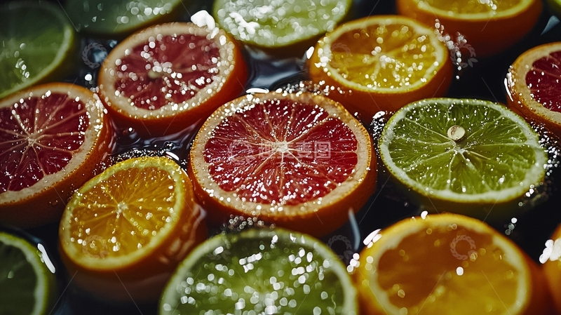 高清大图下载【趣麦麦图】柑橘切片漂浮水面