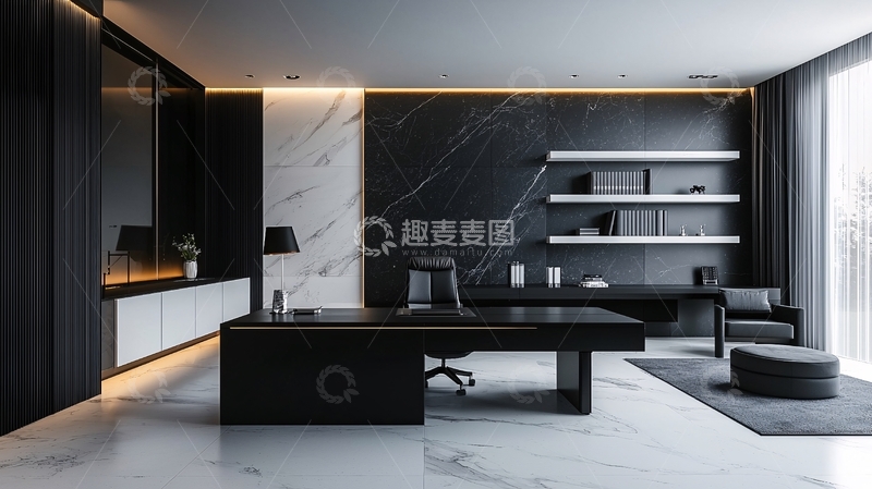 高清大图下载【趣麦麦图】现代简约黑色办公室