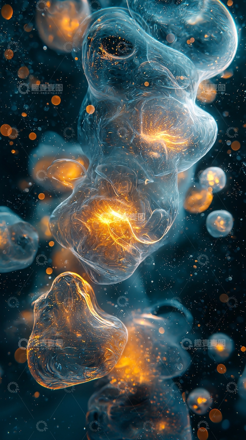 高清大图下载【趣麦麦图】细胞状发光体漂浮