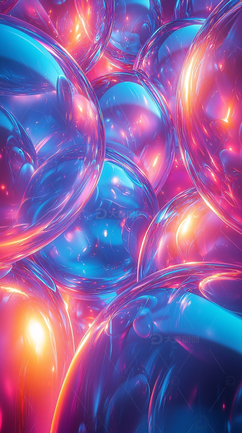 炫彩光泽球体堆叠