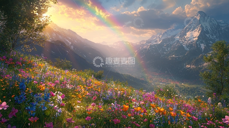 高清大图下载【趣麦麦图】鲜花盛开的山谷