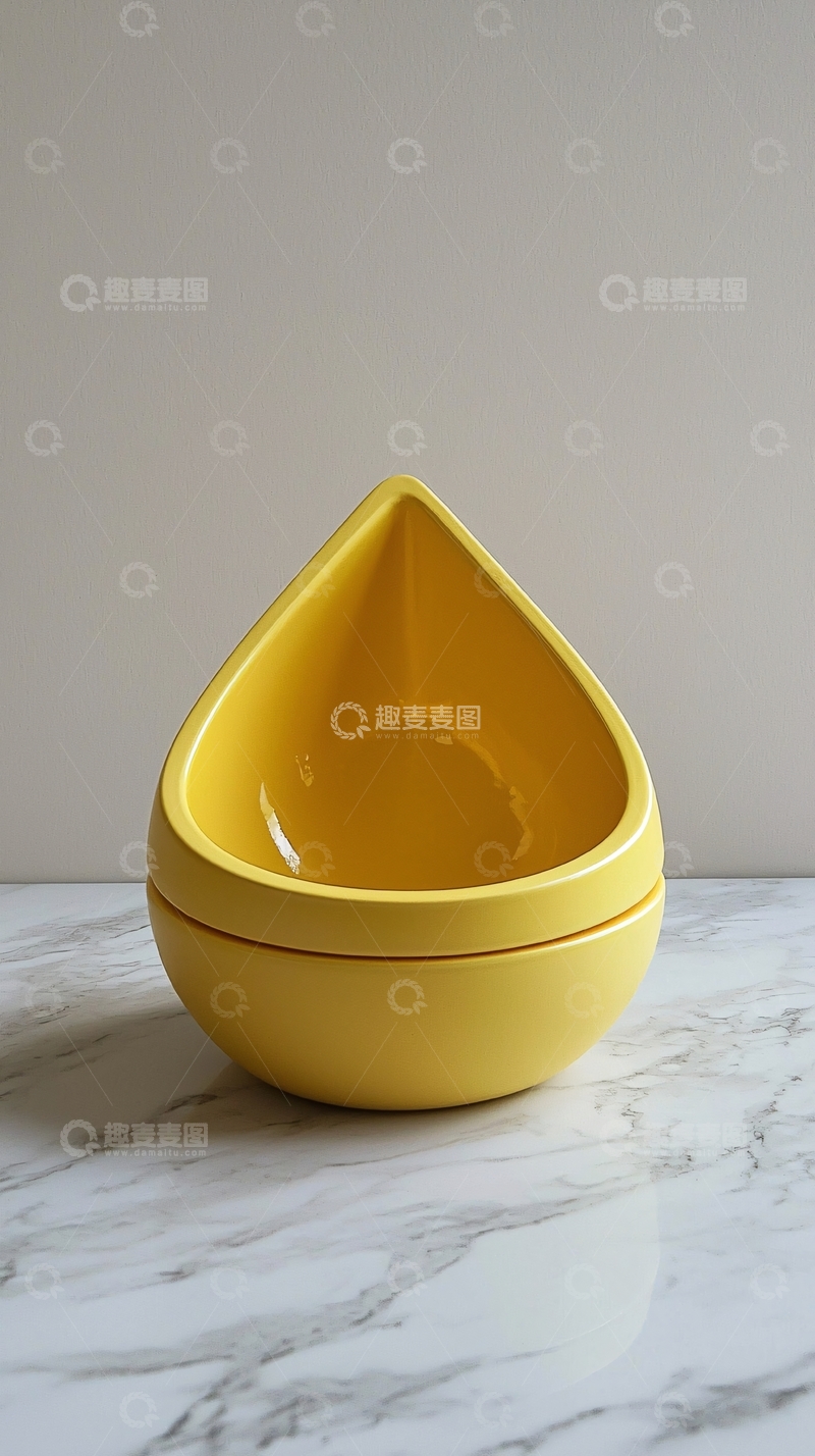 高清大图下载【趣麦麦图】黄色泪滴形陶瓷碗
