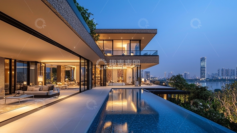 高清大图下载【趣麦麦图】夜景豪宅