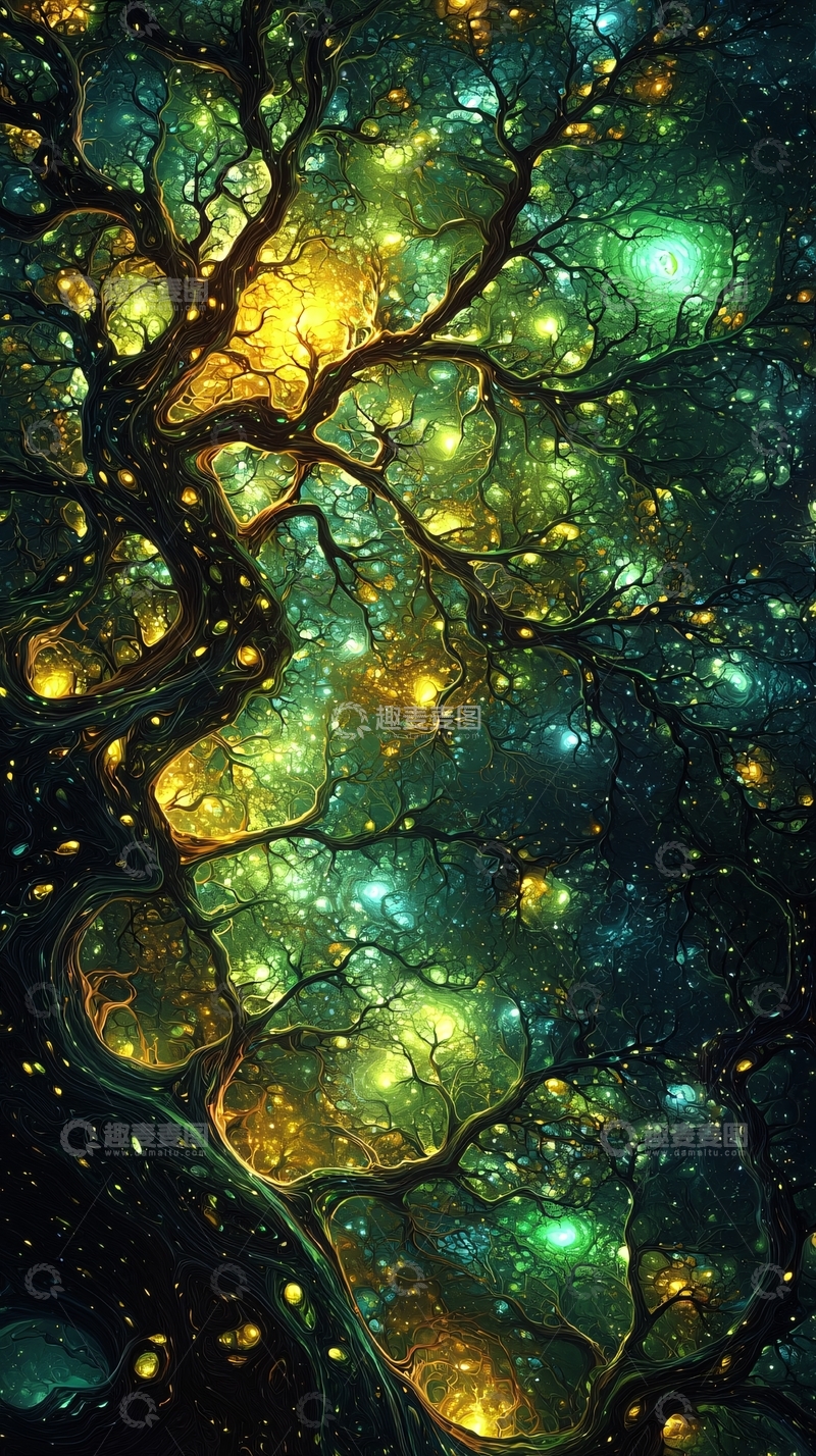 高清大图下载【趣麦麦图】梦幻星空树