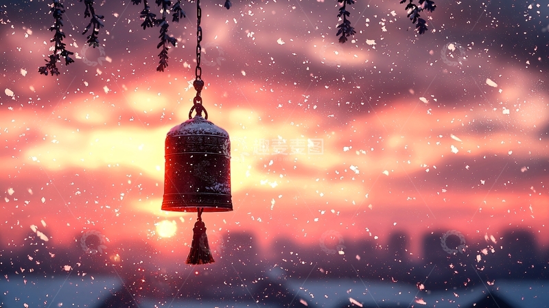 高清大图下载【趣麦麦图】雪景下风铃