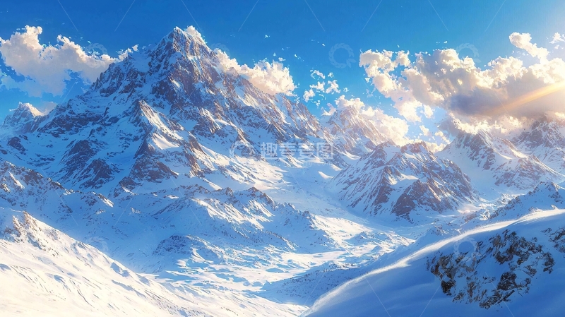 高清大图下载【趣麦麦图】雪山日出50