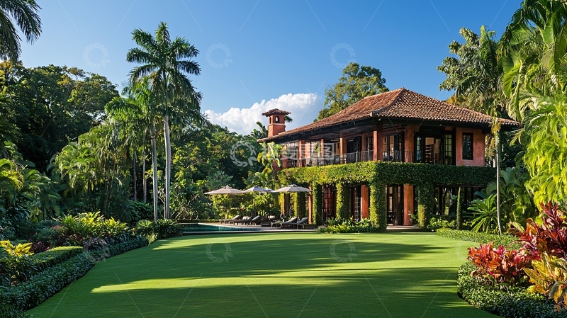 高清大图下载【趣麦麦图】热带别墅花园