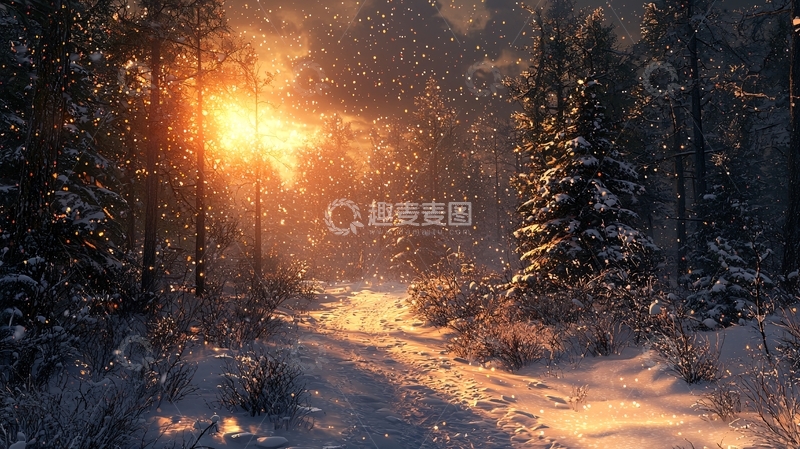 高清大图下载【趣麦麦图】冬日森林雪景