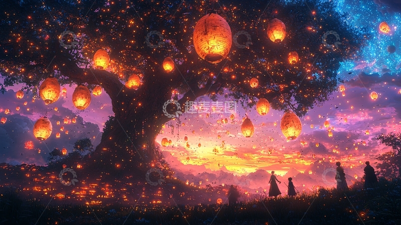 高清大图下载【趣麦麦图】梦幻星空树