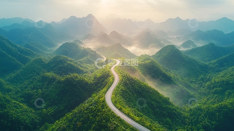 高清大图下载【趣麦麦图】蜿蜒山路景色