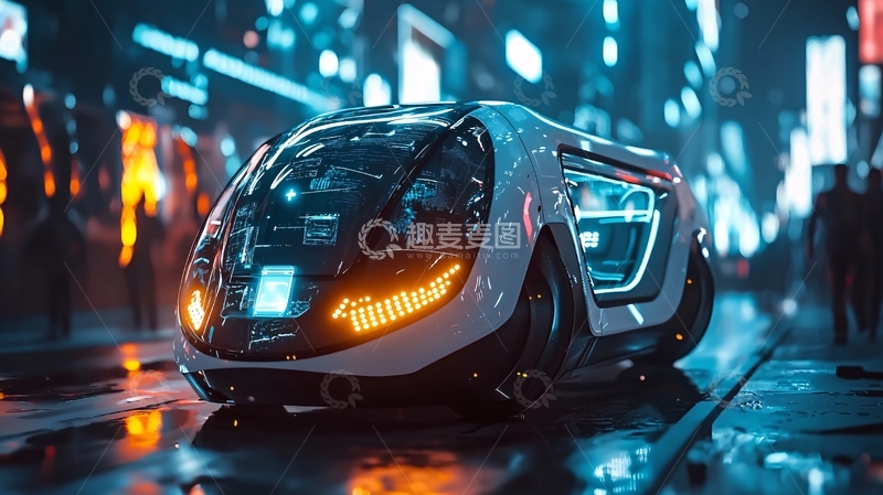 高清大图下载【趣麦麦图】未来都市自动驾驶汽车