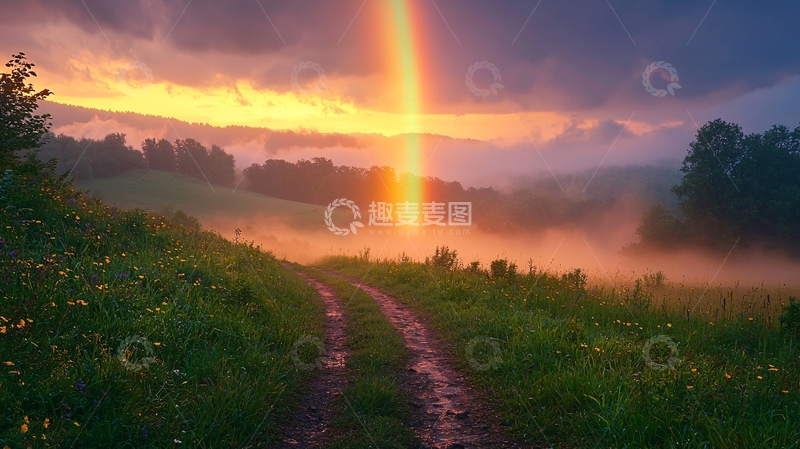 高清大图下载【趣麦麦图】田园风光中的神秘光束