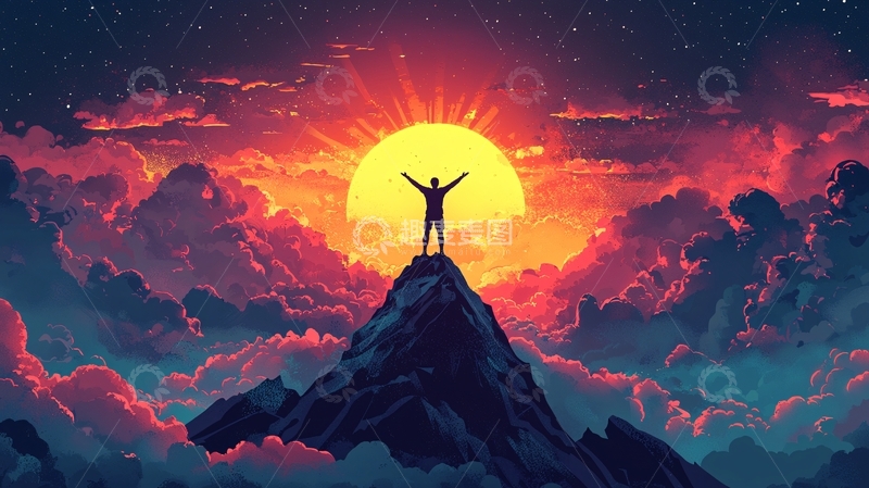 高清大图下载【趣麦麦图】站在山顶