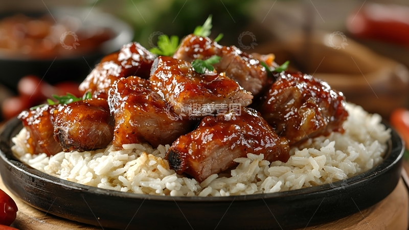 高清大图下载【趣麦麦图】红烧肉配米饭