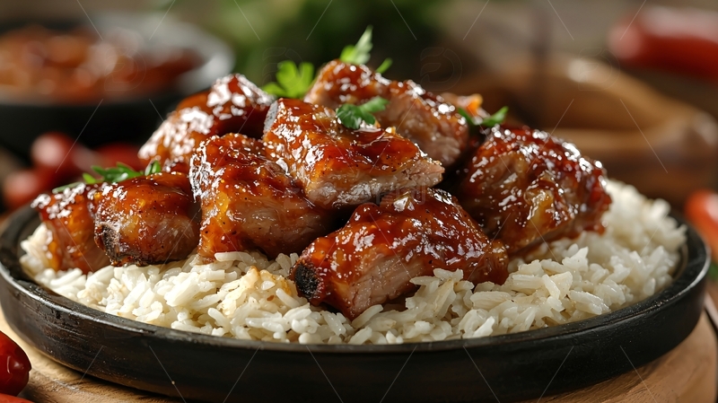 高清大图下载【趣麦麦图】红烧肉配米饭