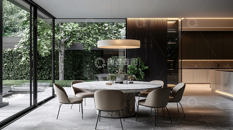 高清大图下载【趣麦麦图】现代简约圆形餐桌