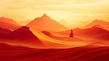 沙漠日落帆船