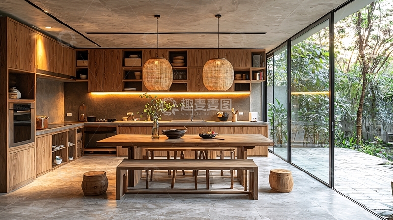 高清大图下载【趣麦麦图】现代简约木质厨房