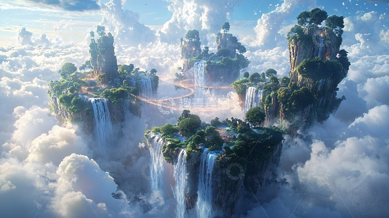 高清大图下载【趣麦麦图】云中之岛