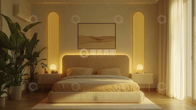 高清大图下载【趣麦麦图】极简卧室温馨灯光设计