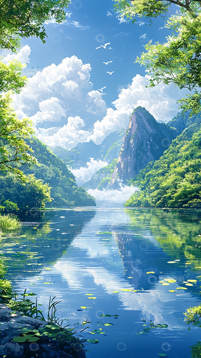 高清大图下载【趣麦麦图】湖光山色