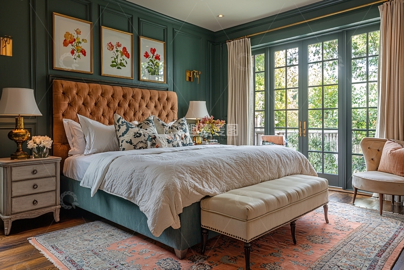 高清大图下载【趣麦麦图】墨绿色卧室装修设计