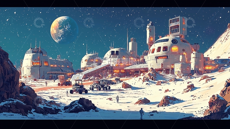 高清大图下载【趣麦麦图】月球基地科幻场景