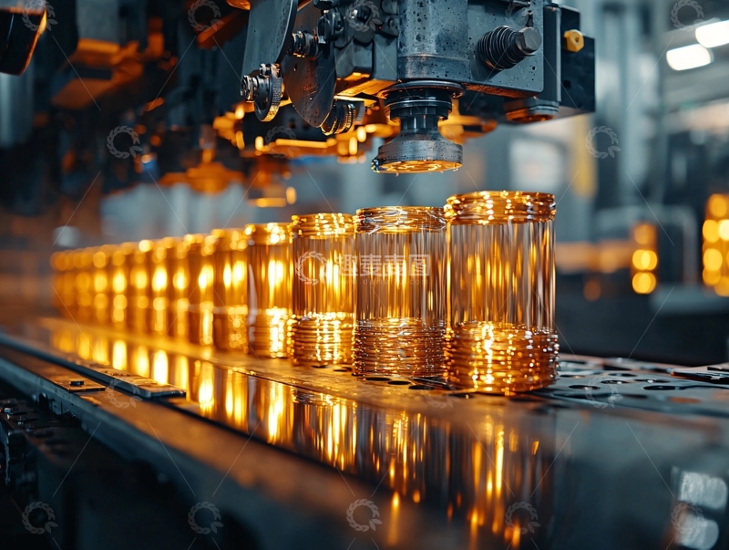 高清大图下载【趣麦麦图】自动化生产线上的玻璃瓶