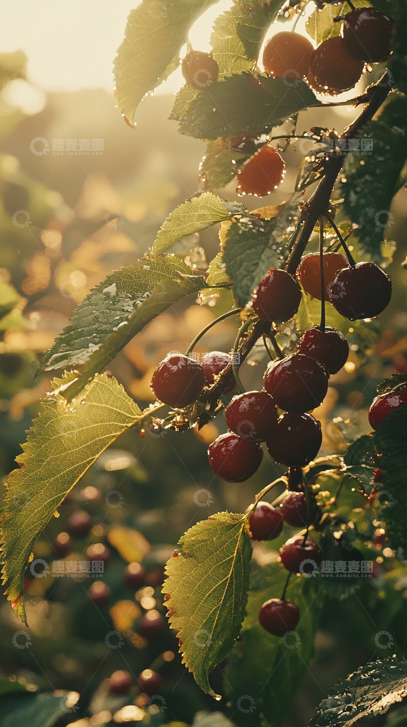 高清大图下载【趣麦麦图】阳光下成熟的红樱桃