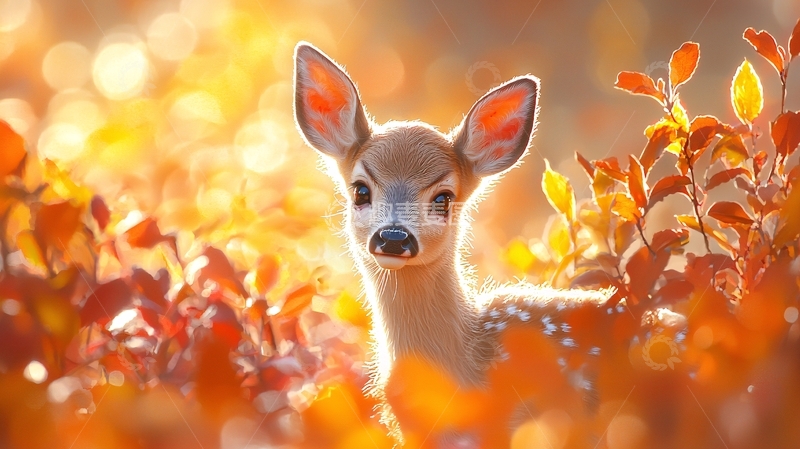高清大图下载【趣麦麦图】秋日阳光下的可爱小鹿