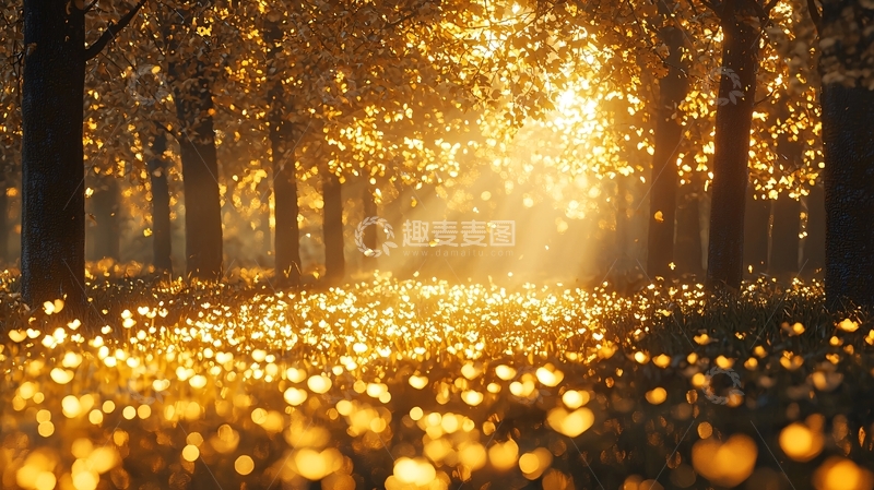 高清大图下载【趣麦麦图】金色森林阳光