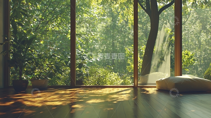 高清大图下载【趣麦麦图】阳光透过玻璃洒在地板