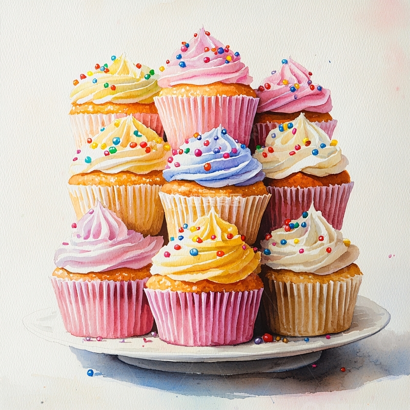 高清大图下载【趣麦麦图】彩色纸杯蛋糕堆叠