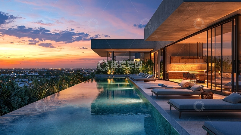 高清大图下载【趣麦麦图】现代别墅夜景