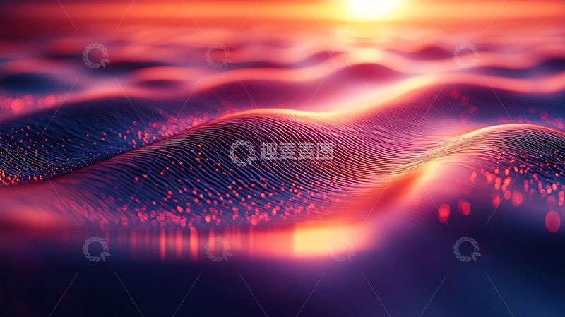 高清大图下载【趣麦麦图】日落余晖下的梦幻波浪