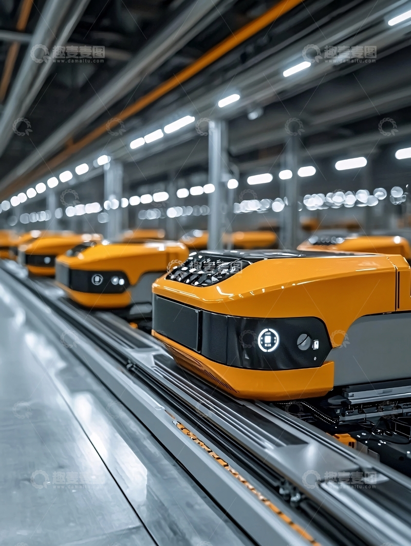 高清大图下载【趣麦麦图】橙色自动导航车队