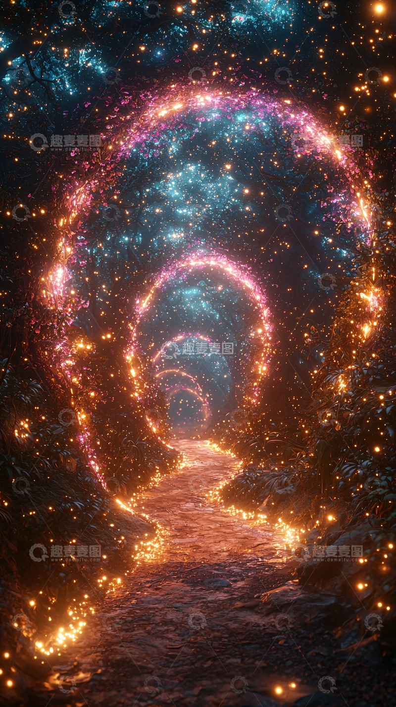 高清大图下载【趣麦麦图】梦幻森林光之隧道