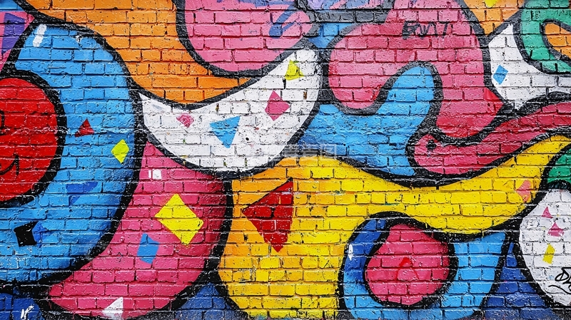 高清大图下载【趣麦麦图】彩色砖墙涂鸦