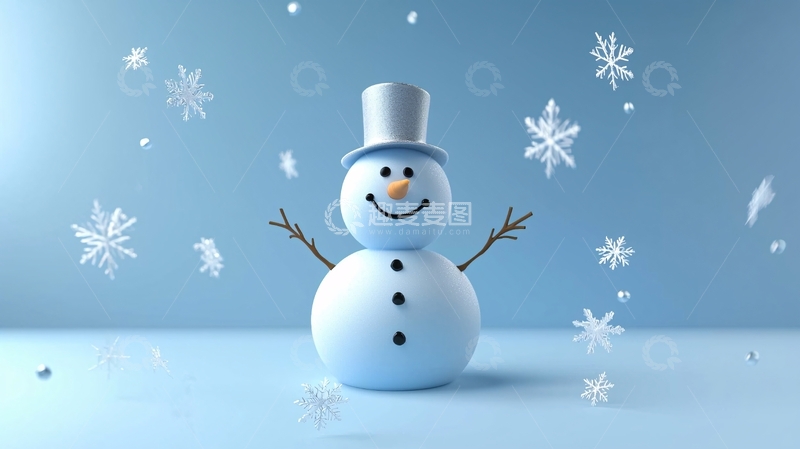 高清大图下载【趣麦麦图】蓝色系卡通雪人