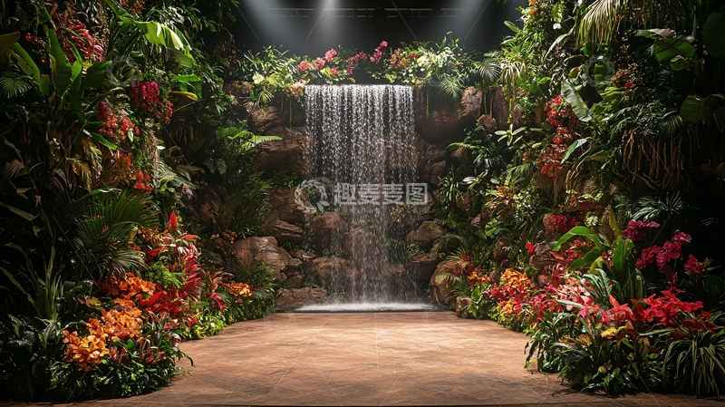 高清大图下载【趣麦麦图】热带植物环绕的瀑布