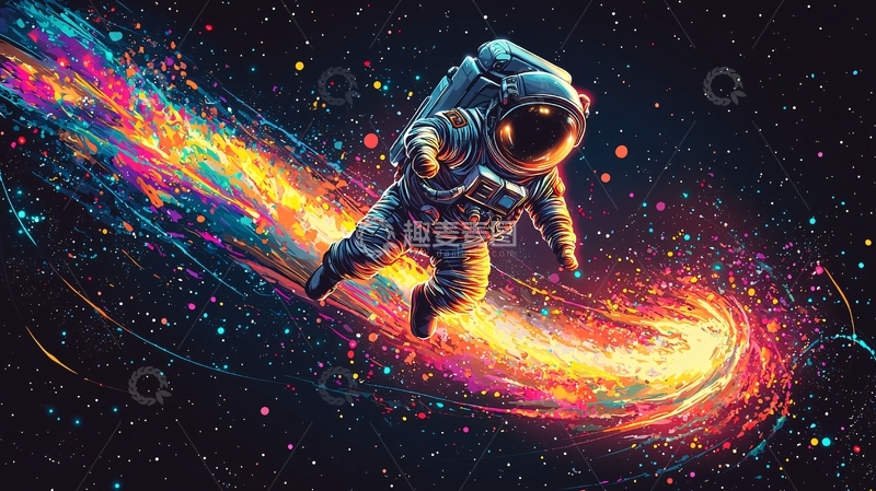 高清大图下载【趣麦麦图】宇航员太空火焰轨迹