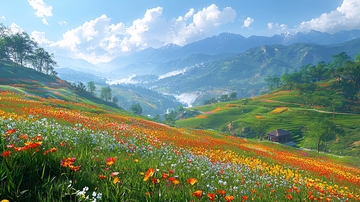 山峦花海
